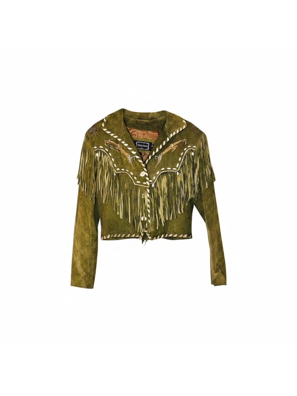Patricia Wolf Patty Lewis hand painted leather fringe jacket Natice American boh - Picture 12 of 12